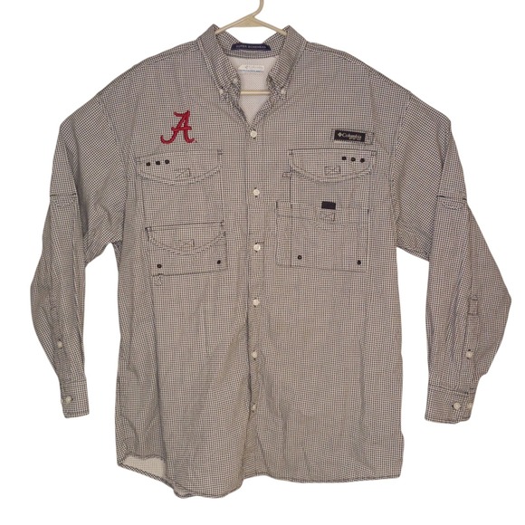 Columbia PFG Mens Large Super Bonehead Vented Fishing Shirt Alabama Crimson Tide - Picture 1 of 11